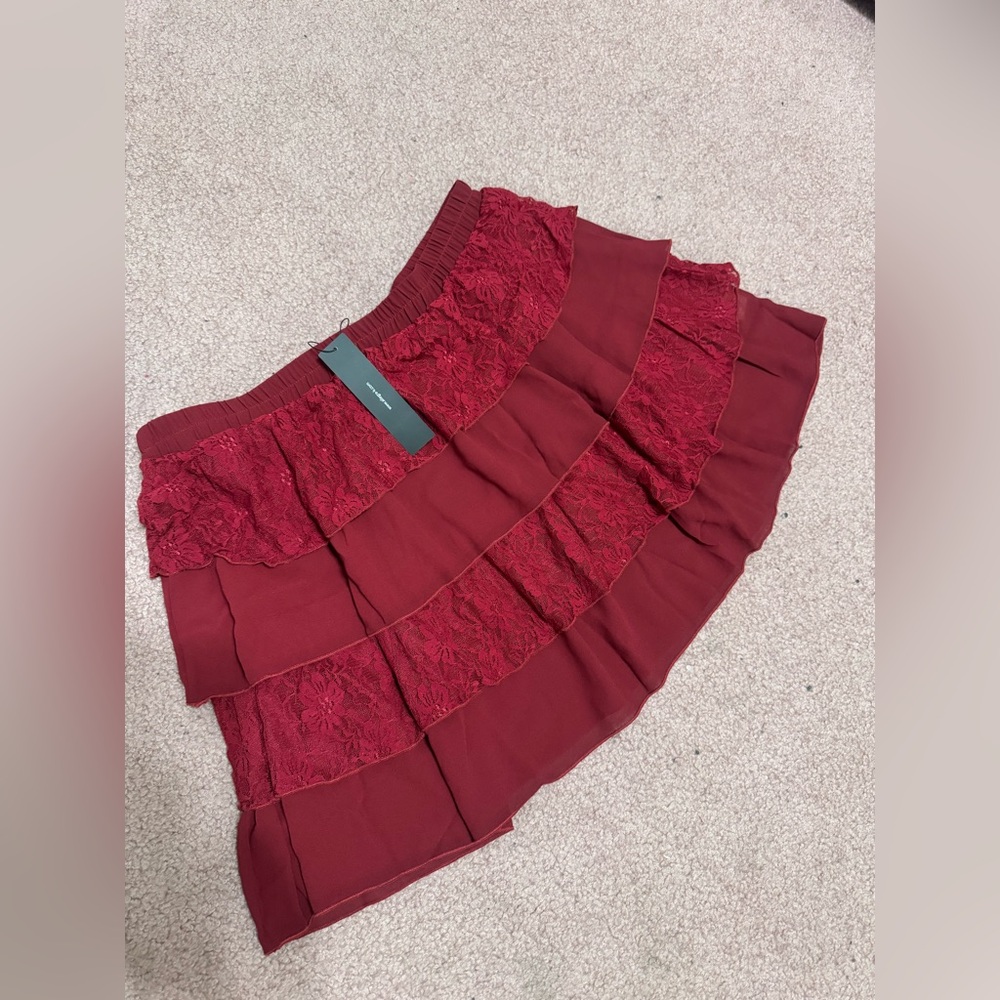New xl red mini skirt short ruffle stretchy emo Lolita alt goth